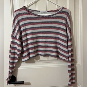 Striped crop long sleeve top